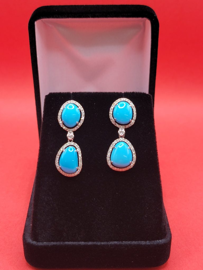 14k Diamond and Turquoise Earrings - Sol's Jewelry & Loan
